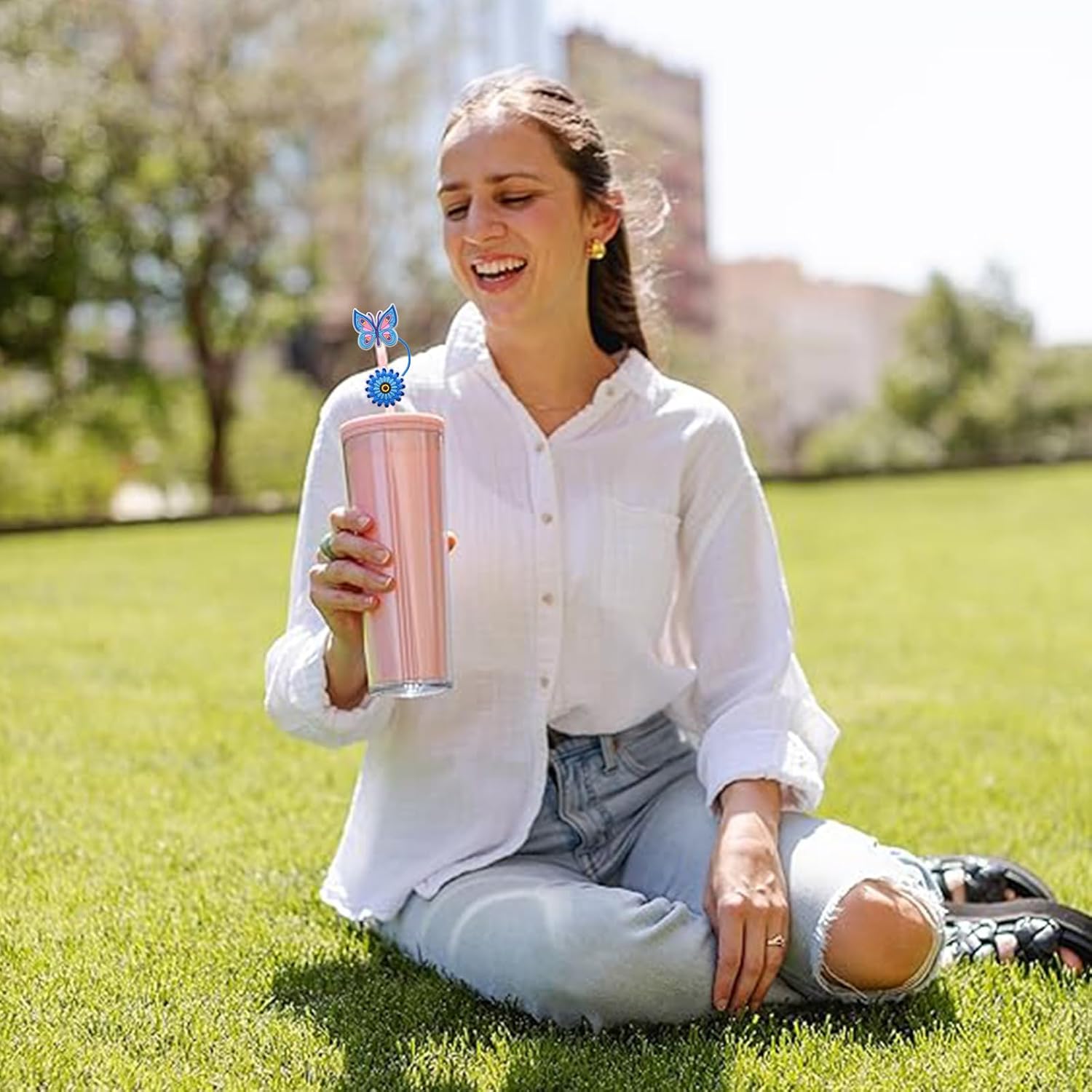 8mm Butterfly Straw Cover - Cute Flower Design Straw Toppers for Simple Modern and Hydro Flask Tumblers Accessories - Image 4