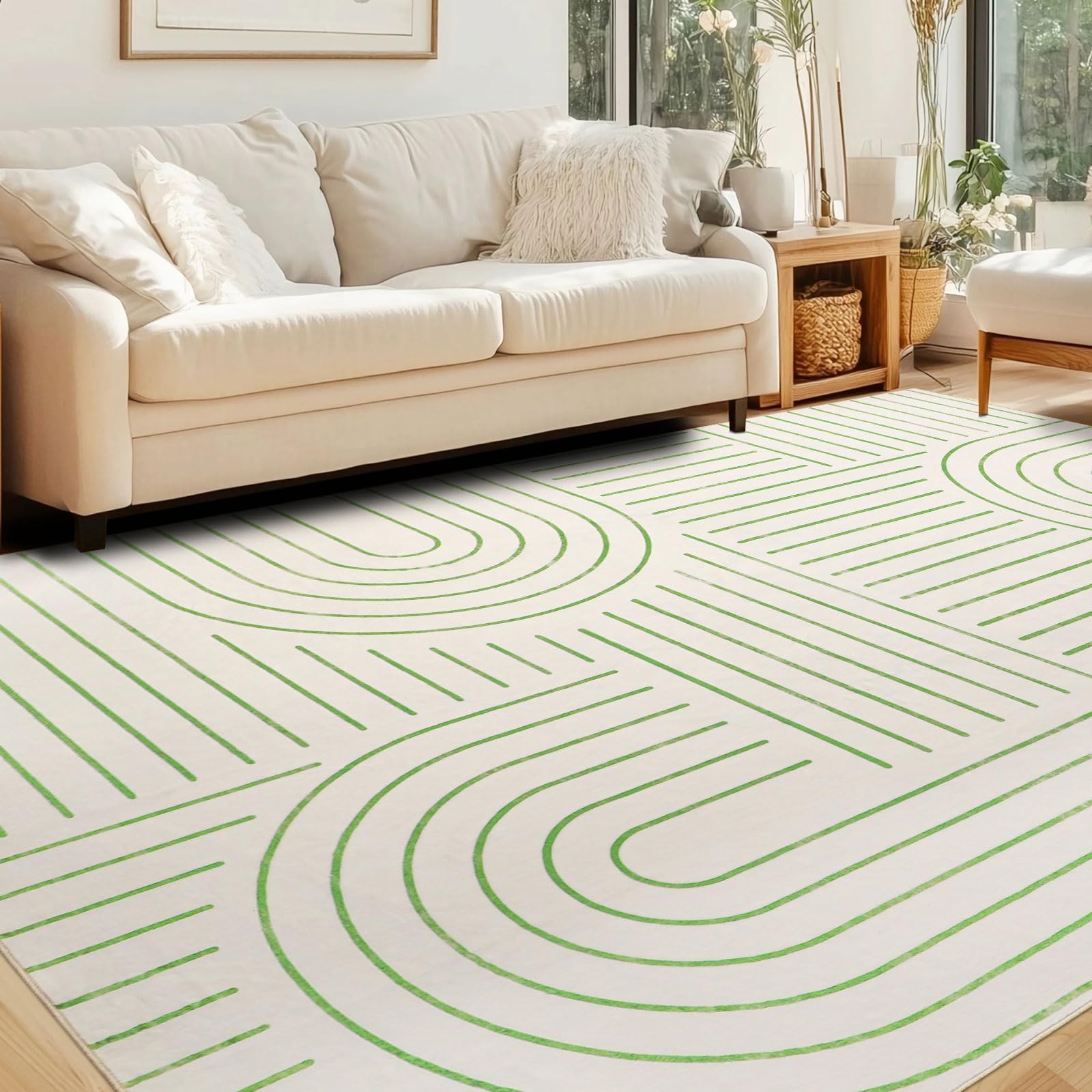 Alfombra de Salon Grande 160x230cm Alfombras Lavables en Lavadora Verde Alfombra Pelo Corto Carpet Rugs for Living Room Alfombras Pie de Cama Comedor Dormitorio