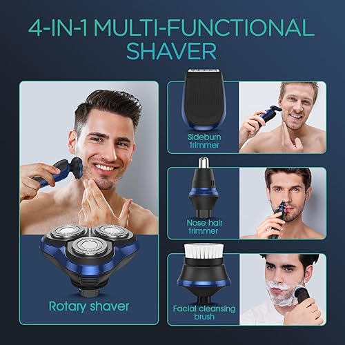 Miniatura 6 de VOYOR Maquinilla de afeitar eléctrica para hombres, afeitadoras inalámbricas para afeitarse con patillas faciales, nariz, oído, pelo, recargable,