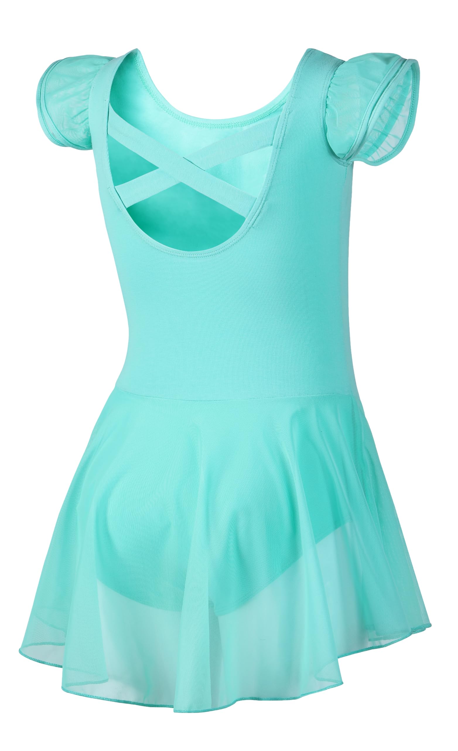 DIPUG Ballet Leotards for Girls Ballet Leotard with Skirt Toddler Dance Leotards Flutter Sleeve and Criss-Cross Back