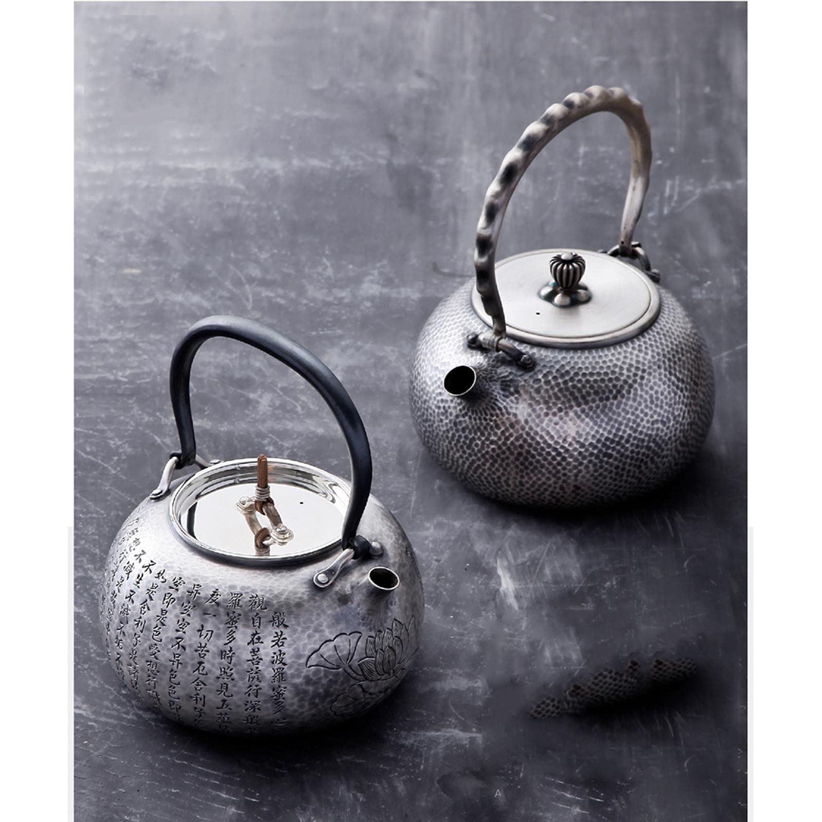 Czajnik Herbata sztuka srebrna herbata czajnik młotek retro srebrny teakaja uchwyt antyczny herbata garnek handmade antyczne herbata srebrny czajniczek wysokiej klasy prezent Czajnik (Color : B)