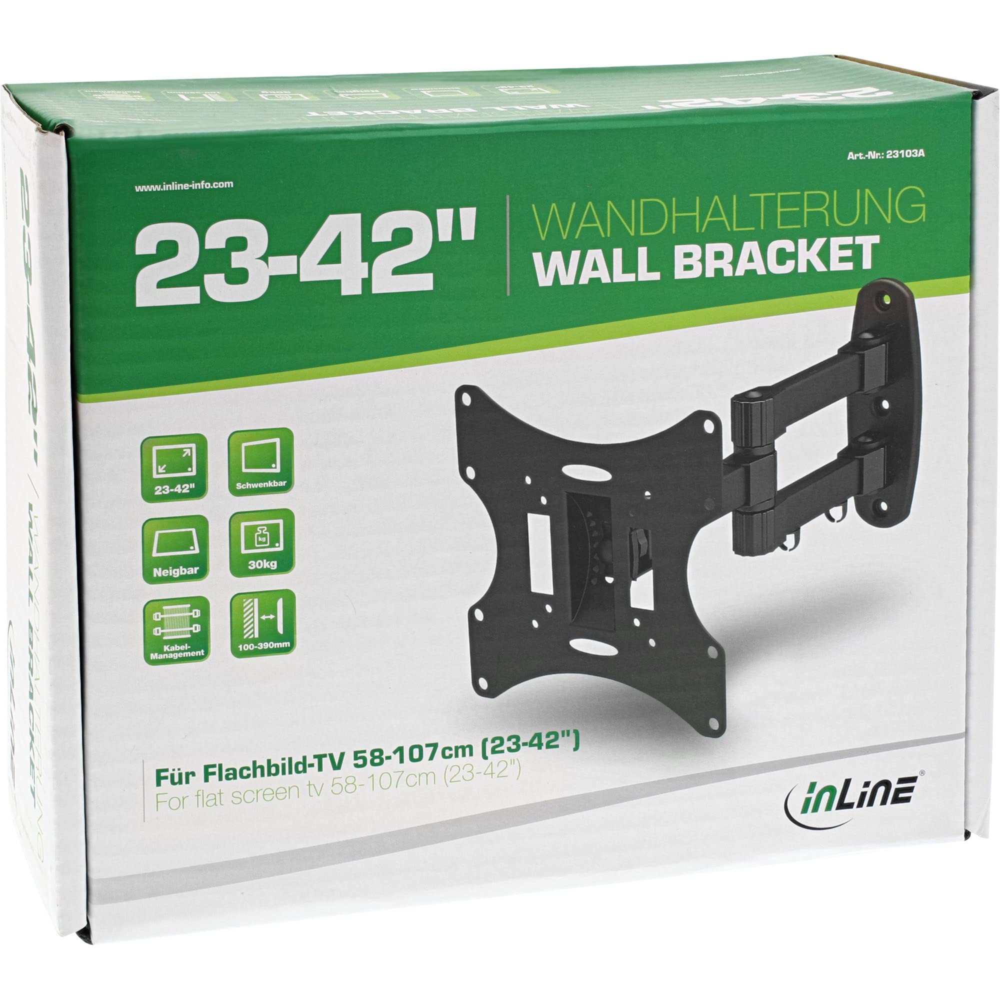 InLine 23103A uchwyt ścienny, do TFT/LCD/LED/plazma, 58-107 cm (23-42"), maks. 30 kg