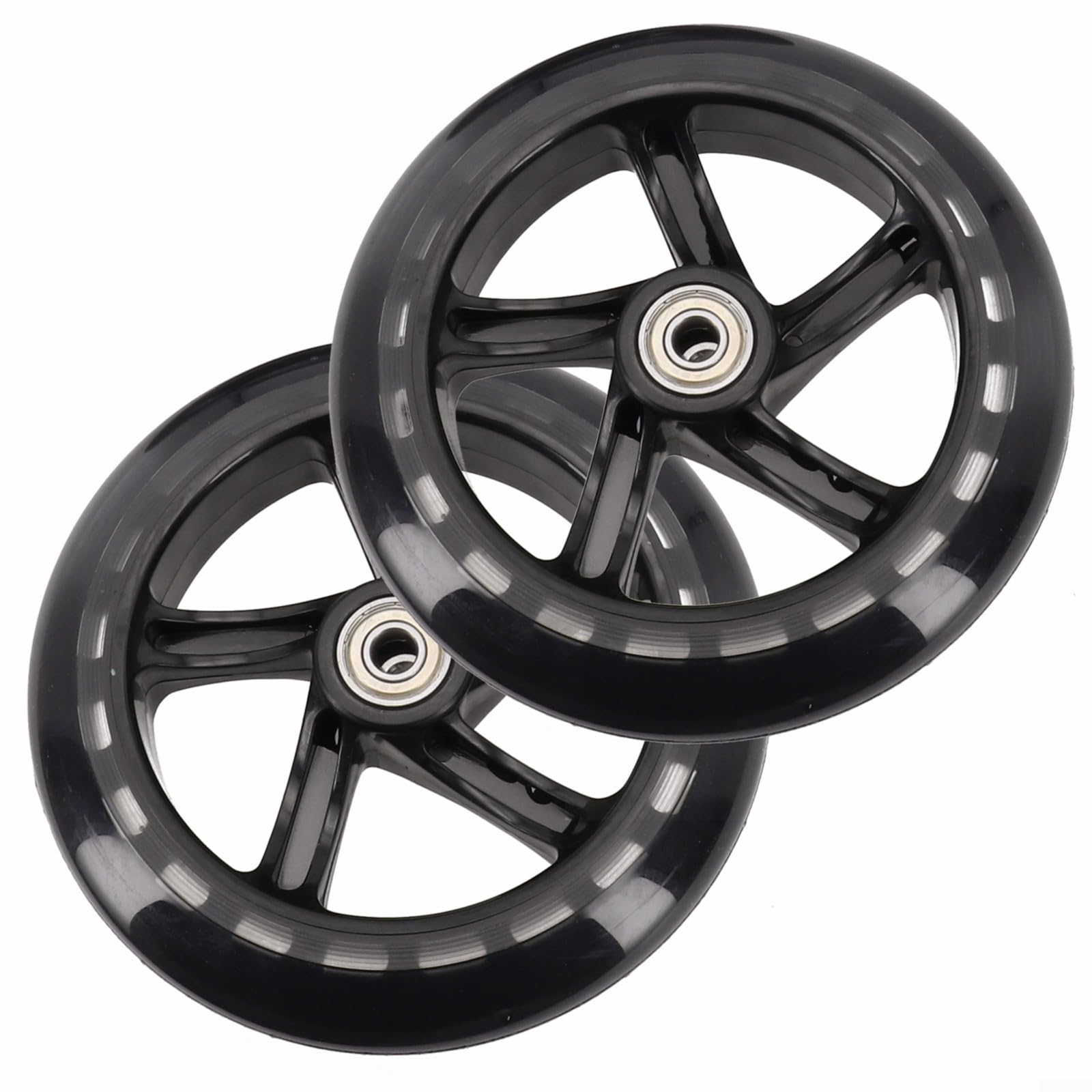 2 Stück PU-Rad für Roller, Rollschuhe und Wagen, hervorragender Griff und langlebige Lager (145 mm x 30 mm transparent)