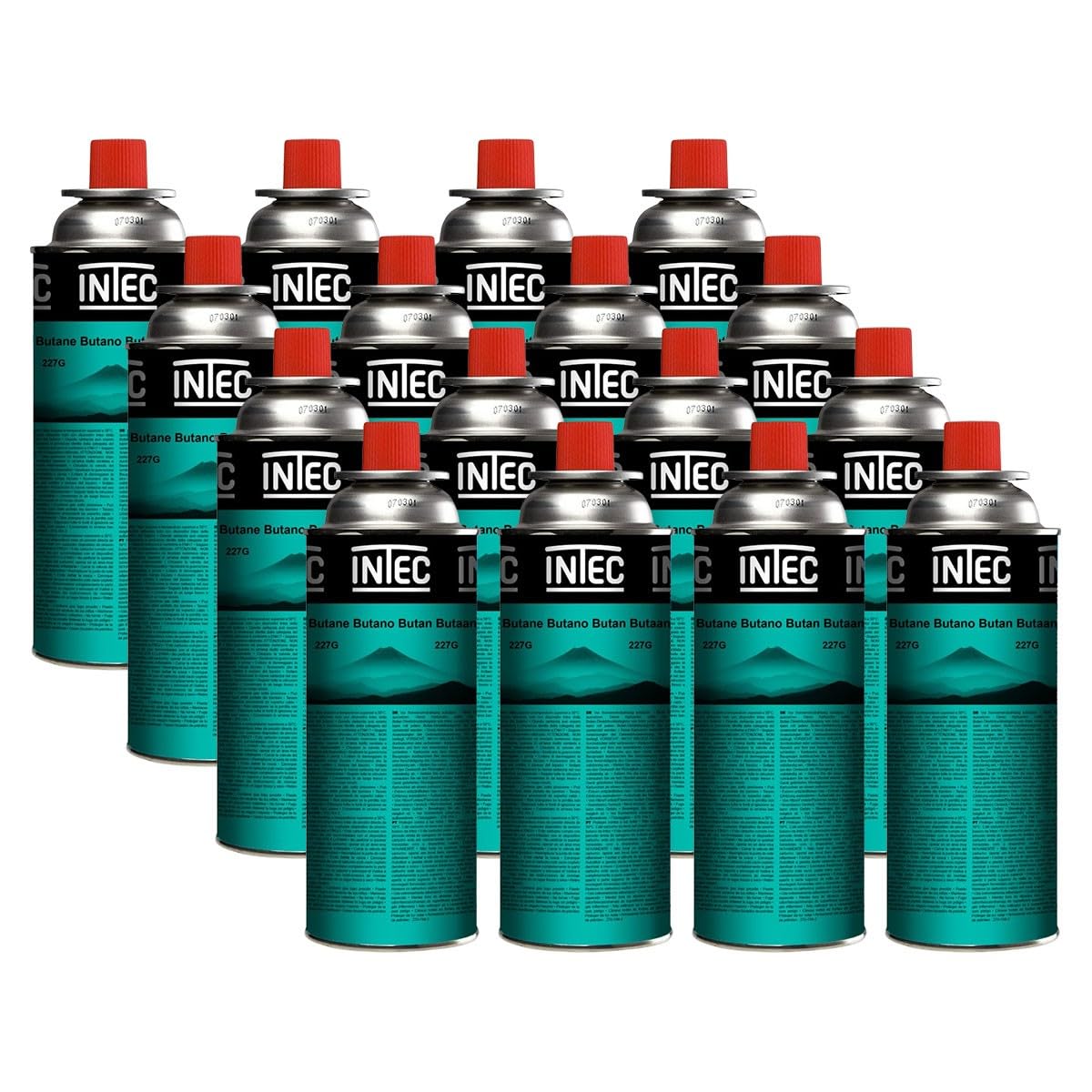 INTEC - Pack 16 Bombonas Camping Gas 227gr Cartucho Butano Compacto