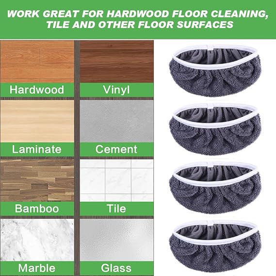 Reusable Microfiber Mop Refill Pads Dry Wet Sweeping Mopping Cloths Compatible with Swiffer Sweeper for Household Floor Cleaning (4 Pack, Mop is not Included)