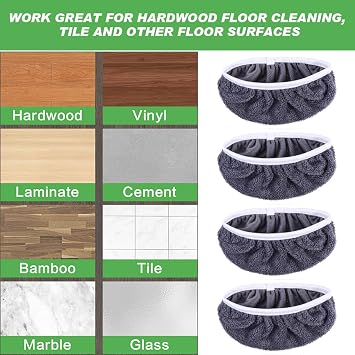 Reusable Microfiber Mop Refill Pads Dry Wet Sweeping Mopping Cloths Compatible with Swiffer Sweeper for Household Floor Cleaning (4 Pack, Mop is not Included)