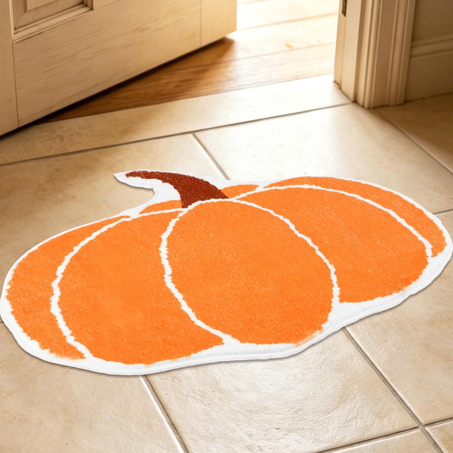 NOVWANG Fall Pumpkin Rug 25.6 x 17.7 Inches Halloween Thanksgiving Bath Mat