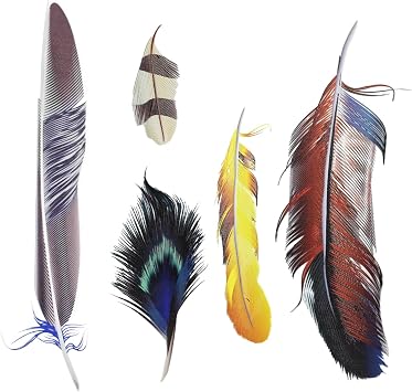 3D Feather Vinyl Decal Car Stickers - Bird Feather Decorative Decals Scratch Cover - Plumage Decal Car Window Bumper Sticker for Vehicle Rearview Mirror Laptop Wall Helmet Luggage Style 4