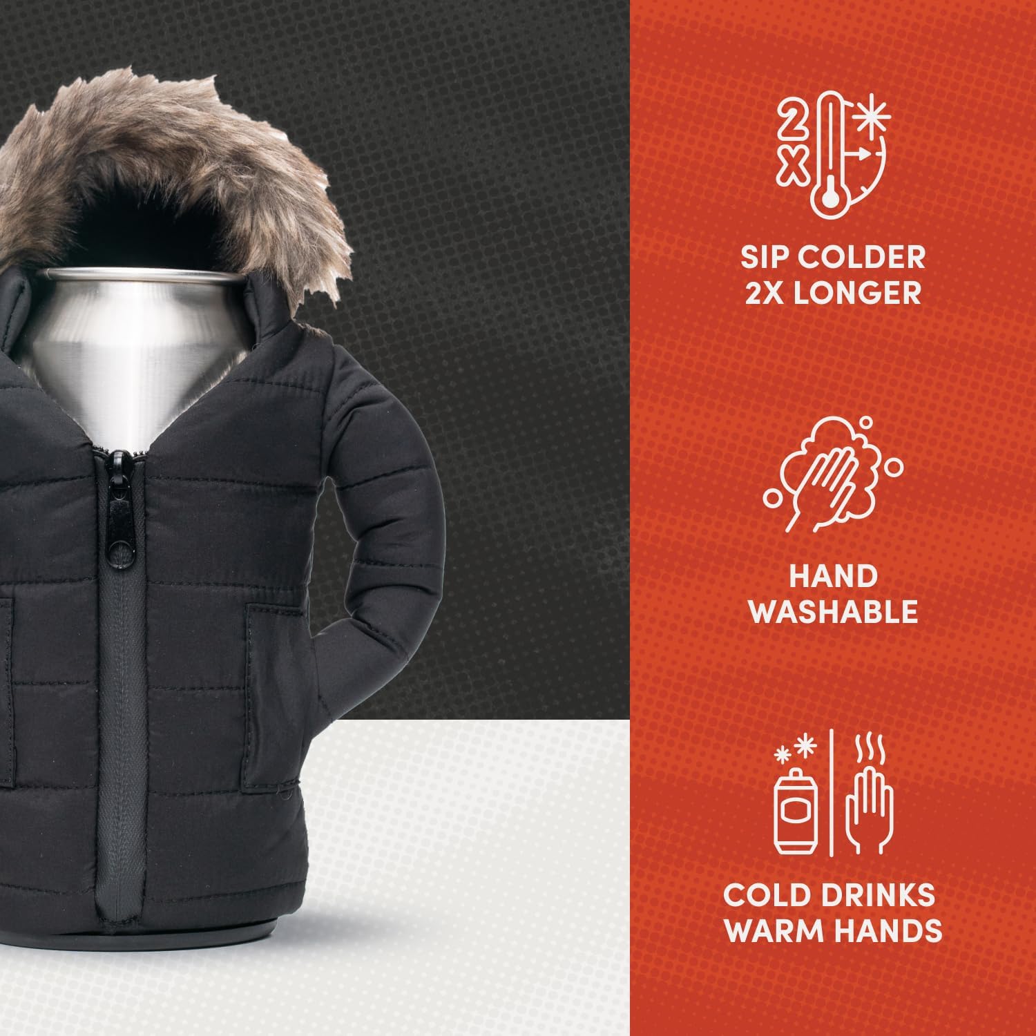 Puffin The Pahka Bundle - Insulated 12oz 16oz Can Cooler I Beer Bottle & Soda Can Insulator, Keep Drinks and Beverages Cold, Black/White