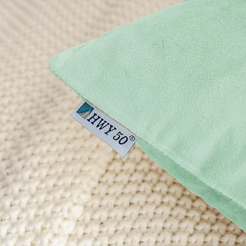 Miniatura 3 de HWY 50 Juego de 2 fundas de cojín rectangulares de terciopelo verde aguamarina de 12 x 20 pulgadas, fundas de cojín decorativas, lisas, suaves,