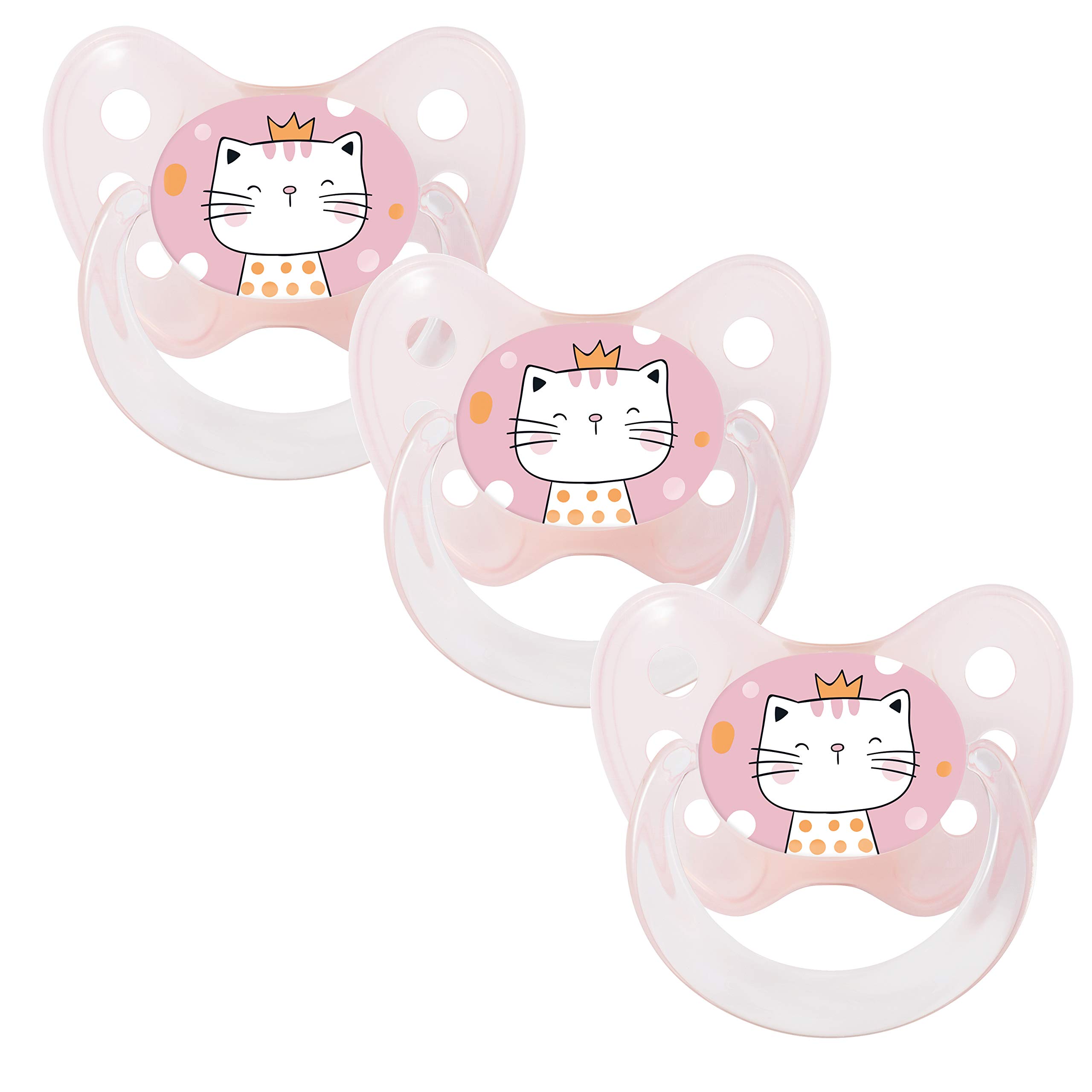 dentistar Silicone Soother Set of 3, Size 2, 6-14 Months, Tooth and Jaw Friendly Silicone Soother with Dental Step, BPA Free