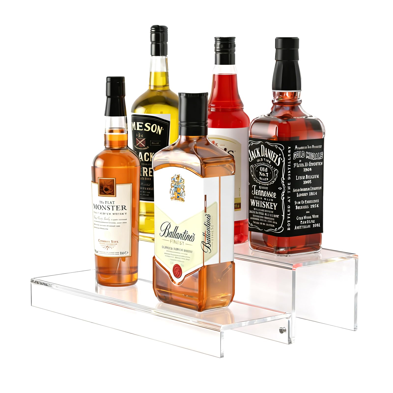 JUESHA 2 Tier Liquor Bottle Display Shelf