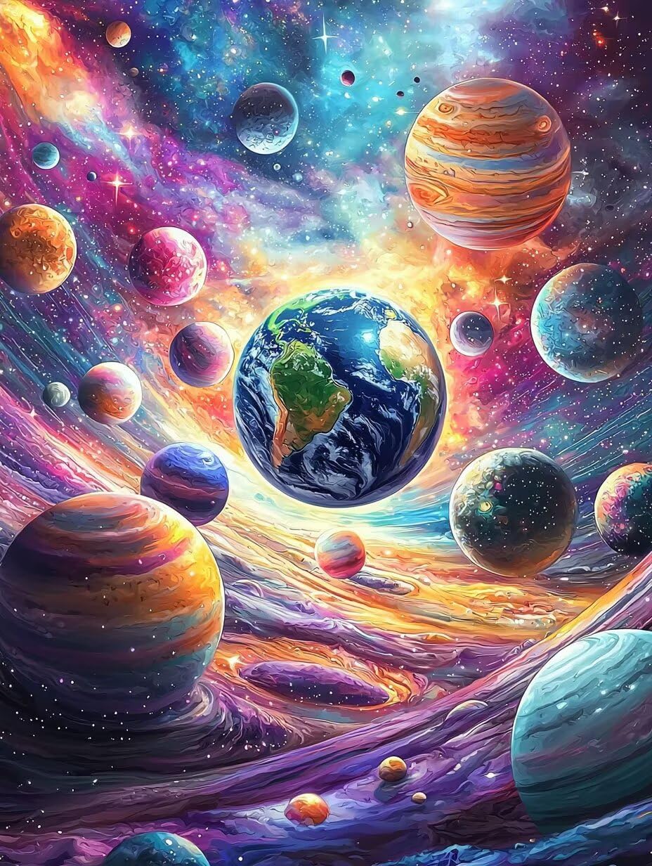 WEISHIWE Univers et planète Peinture Numero Adulte Kits, 60x80cm m-1086