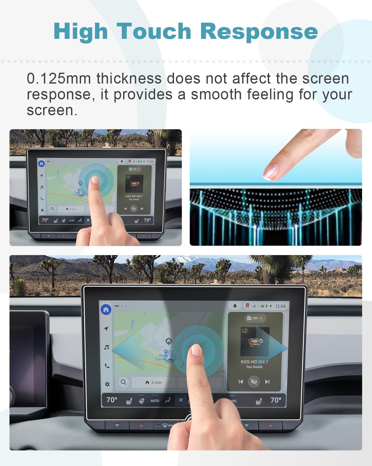 CDEFG 2Pcs for 2026 Toyota RAV4 Screen Protector 10.5-Inch, for 2026 Toyota RAV4/ RAV4 Hybrid (LE/XLE/SE/Woodland) Accessories Nano Screen Cover HD Clear - 4