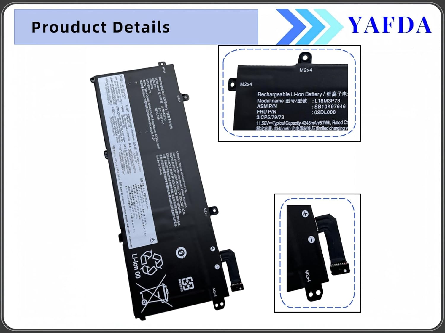 L18M3P73 New Laptop Battery Replacement for Lenovo ThinkPad T490 T495 P43S P14s T14 Series L18L3P73 SB10K97645 02DL007 L18M4P73 SB10K97646 L18C3P72 L18M4P74 L18C3P71 SB10K97648 02DL010