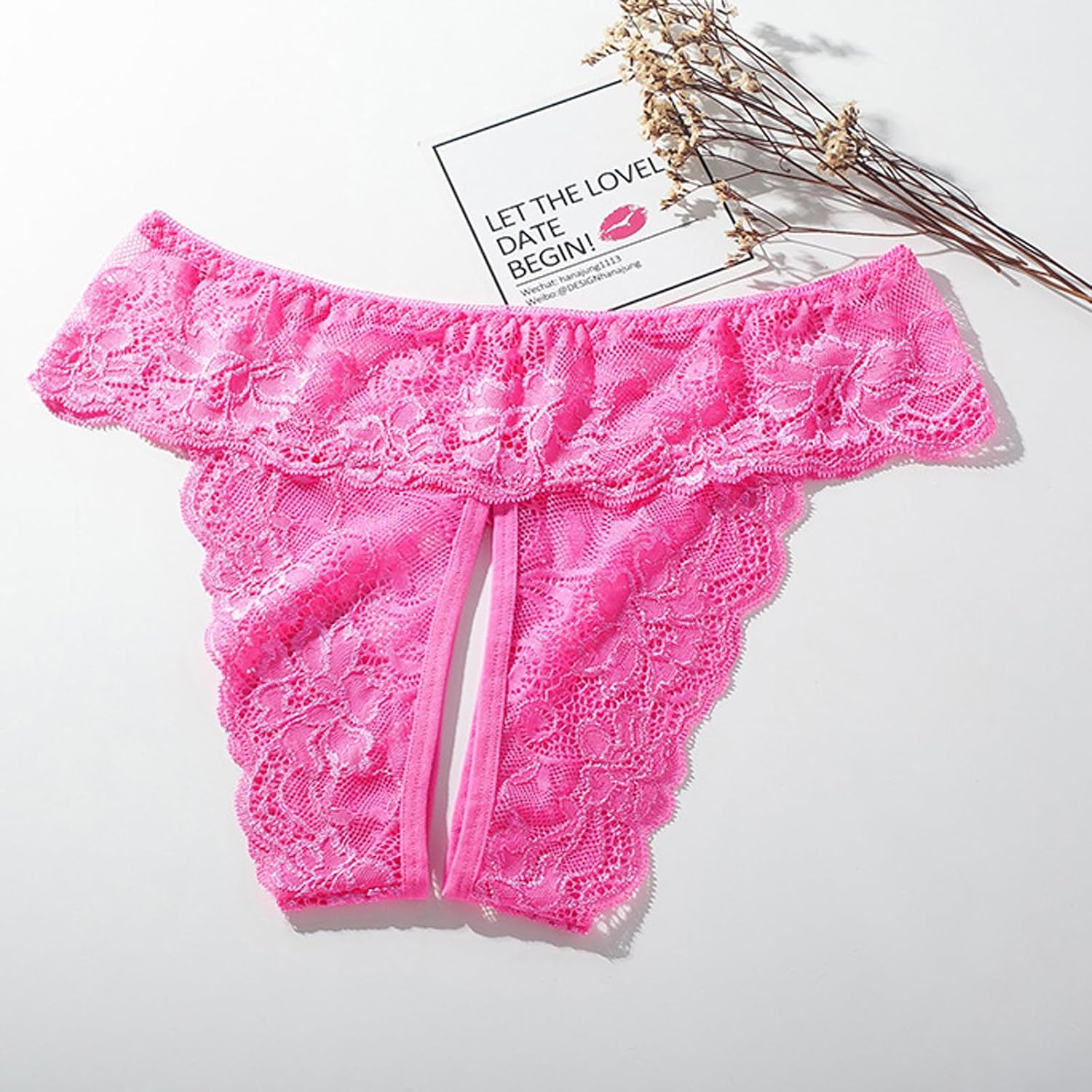 Sexy Lace Crotchless Thongs for Women Easy Access Open Crotch Plus Size High Waisted Panties Seamless Underwear
