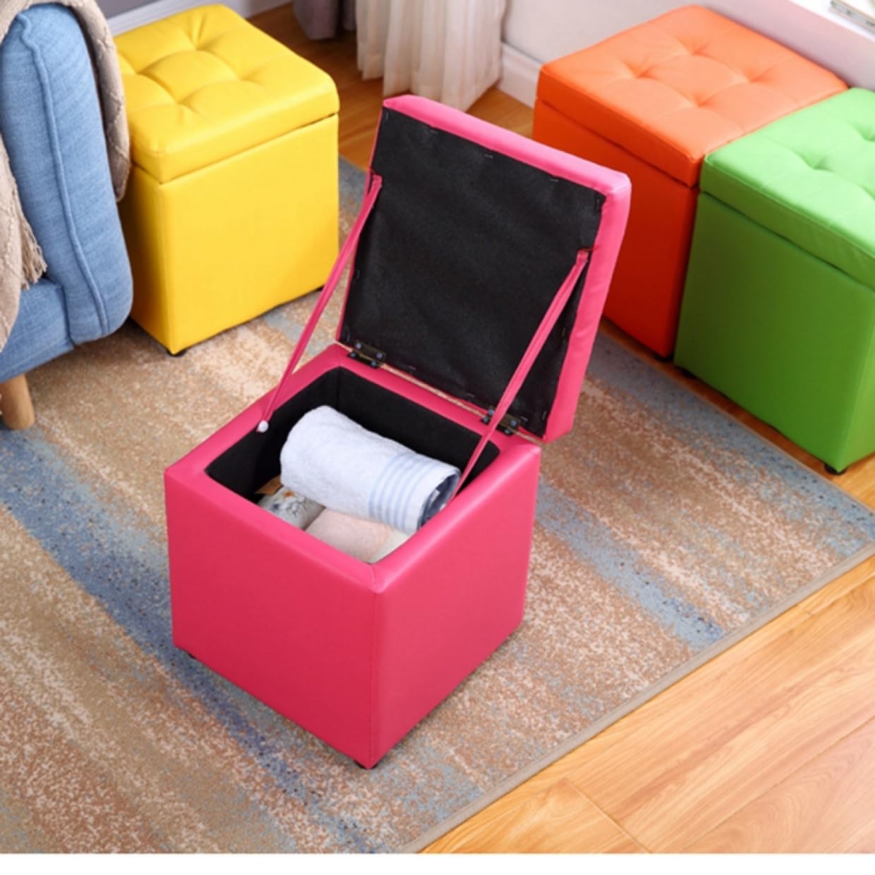 Amazon.co.jp: THLD 収納ボックス ベンチタイプ レッド 収納