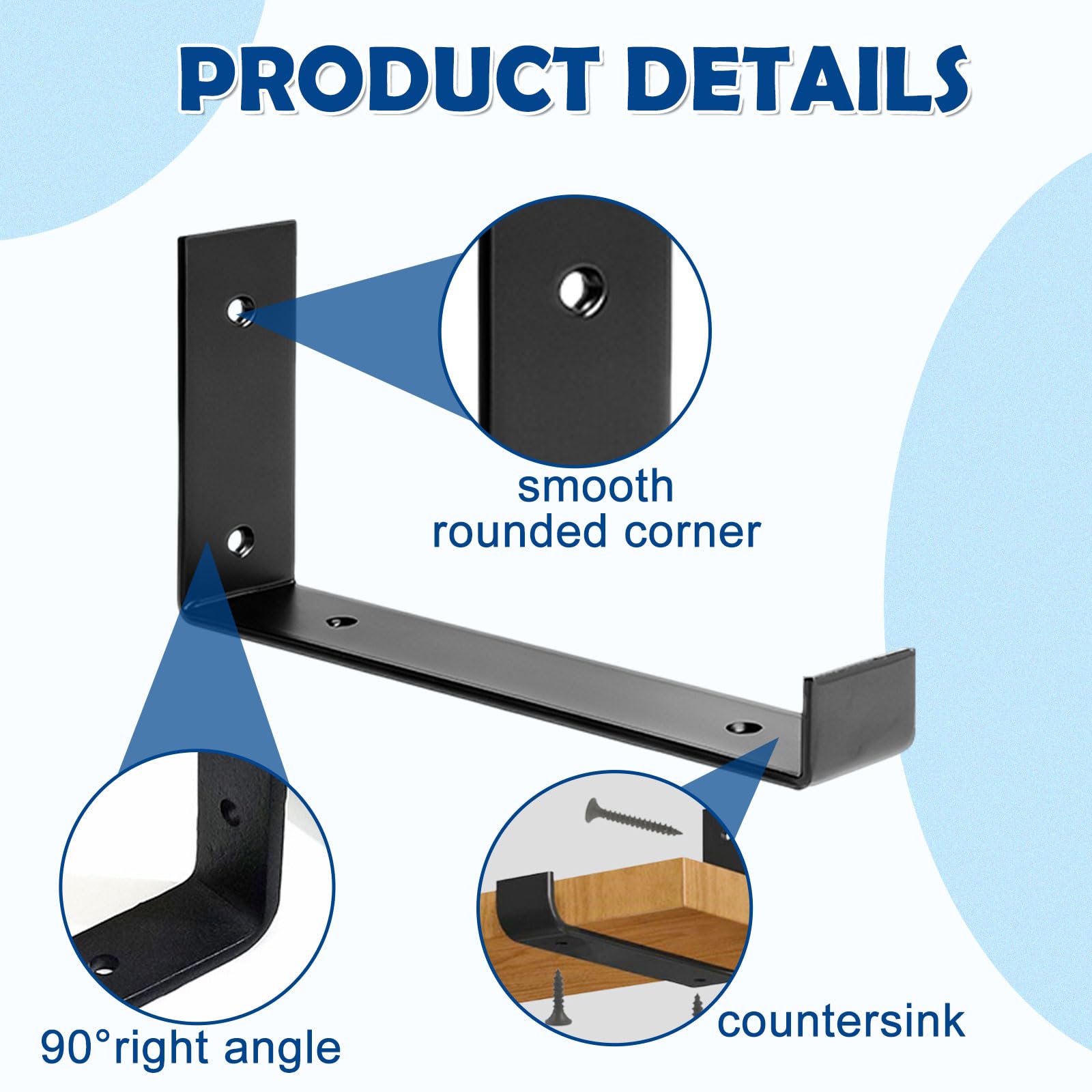 4Pcs Heavy Duty L Shape Shelf Brackets - Image 3