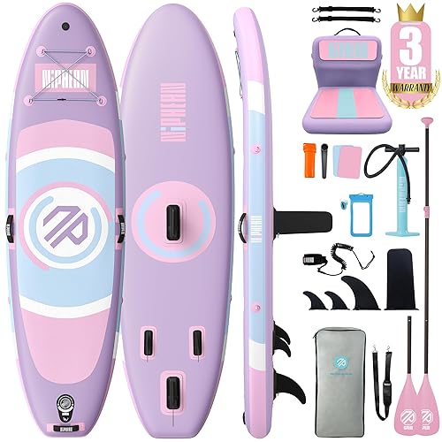 Niphean Stand up Paddling Board,305cm SUP mit Anfängergeeignet Balancierflügel und Strapazierfähigem Zubehör, Inflatable Paddle Boards for Adults, Multifunktionales Yoga Paddleboard - Lavender Whispers mit Aufblasbarem Kajaksitz