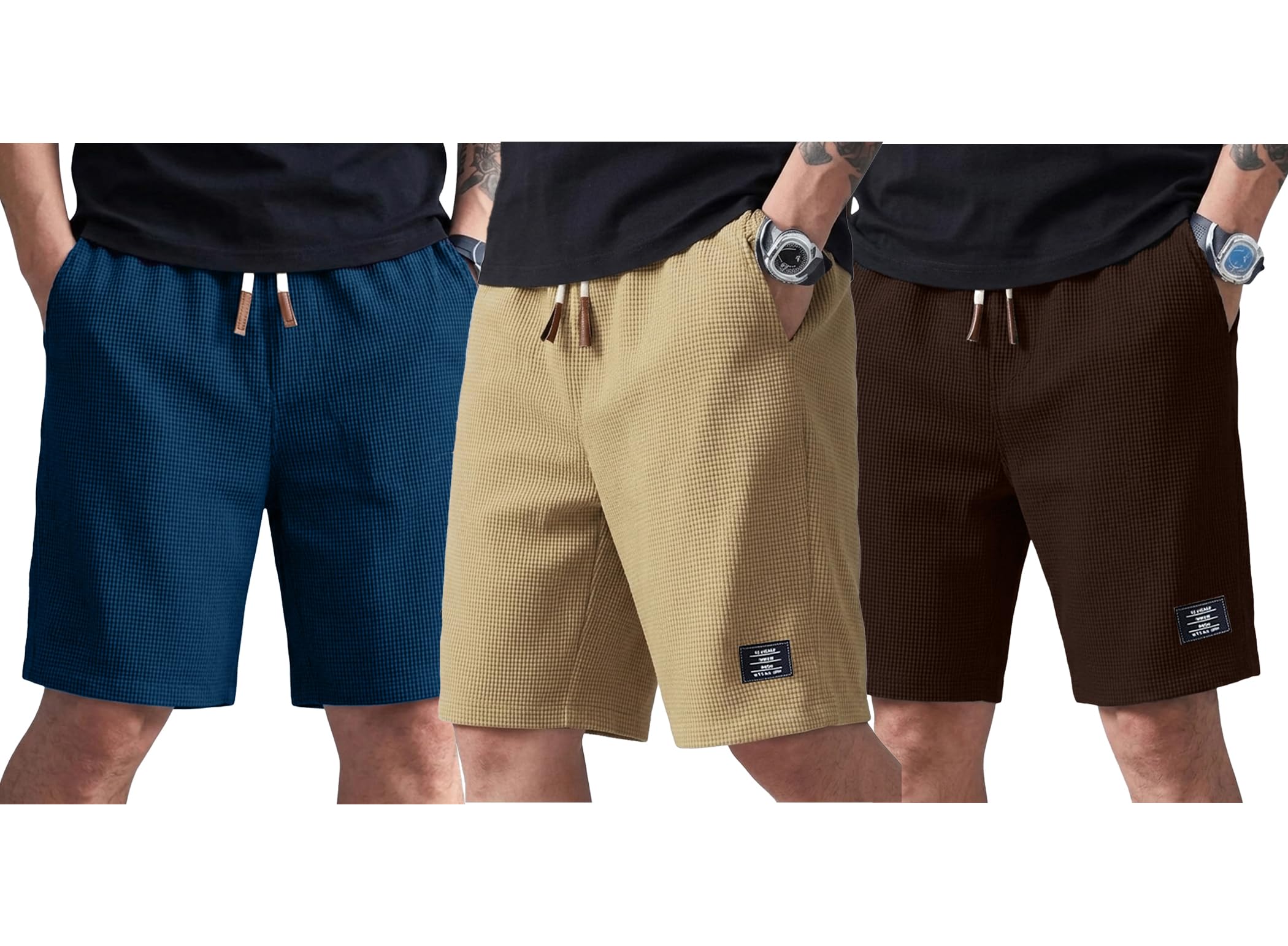 ausk Premium Men's Cargo Shorts || Waffle Texture Relaxed Fit Half Pant with Drawstring & Functional Pockets || Lightweight Casual Wear || Shorts for Men-picture-23