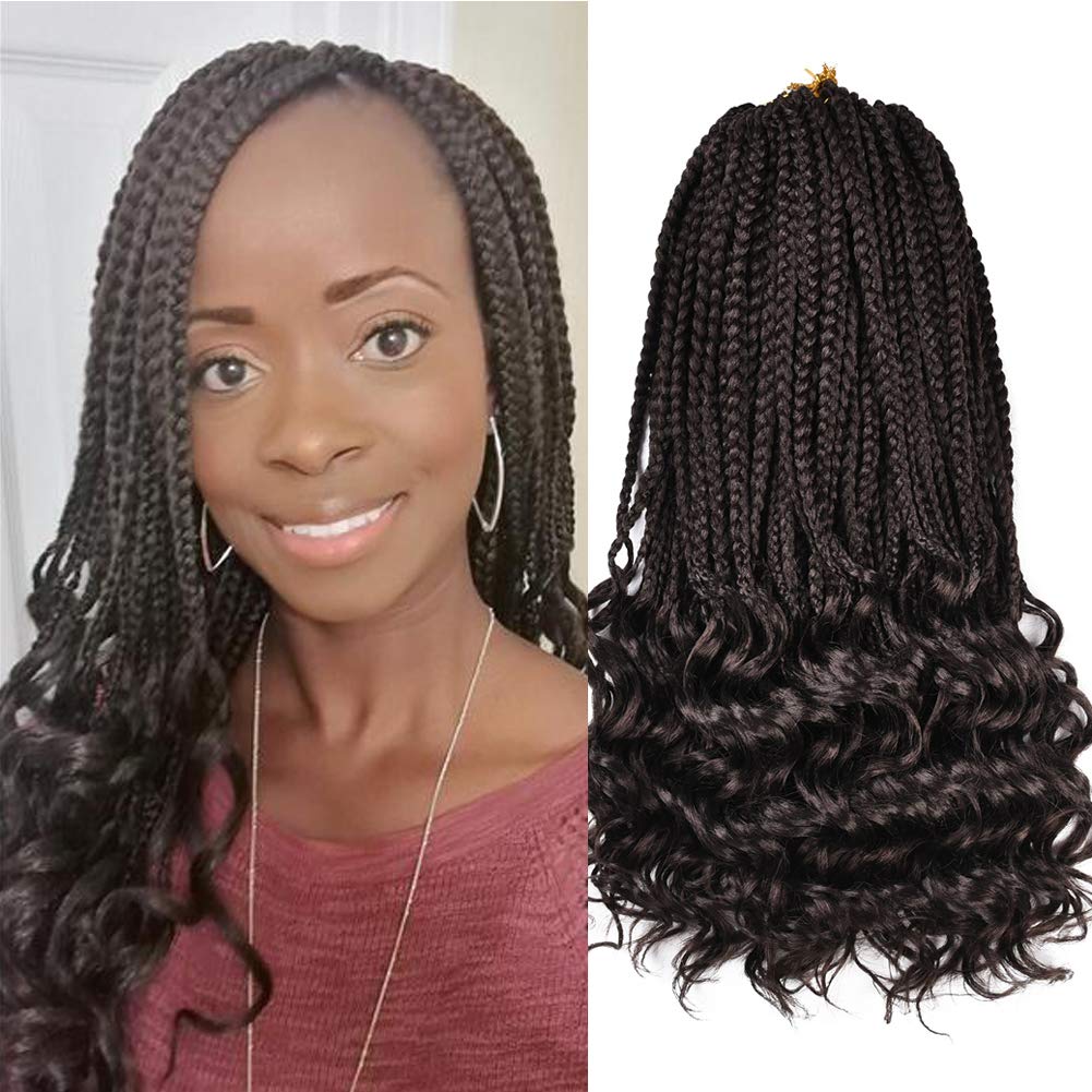 18Inch Goddess Box Braids With Free Wavy End Senegalese Twist Ombre Synthetic High Temperature Crochet Braids 3S Wavy Box Braids For African Women (#4)