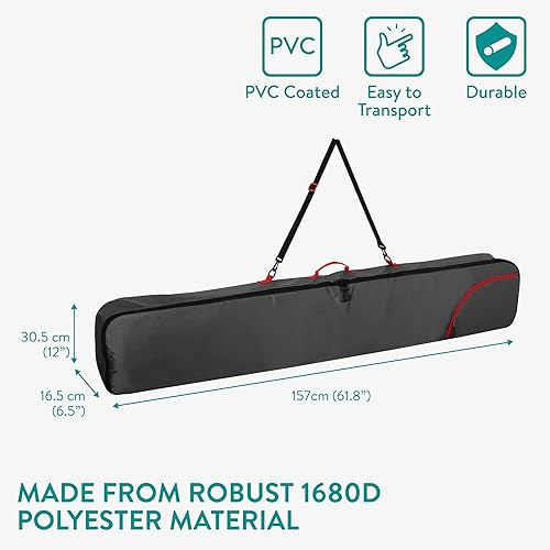 Miniatura 25 de Navaris Bolsa de snowboard para hombre y mujer - 61.8 in - con bolsillo lateral y correas ajustables - para un fácil transporte de snowboard - Negro