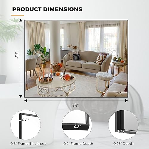 Miniatura 168 de Espejo de baño dorado naranja de 30 x 30 pulgadas para pared, espejo rectangular rectangular con marco de aluminio, moderno grande para dormitorio