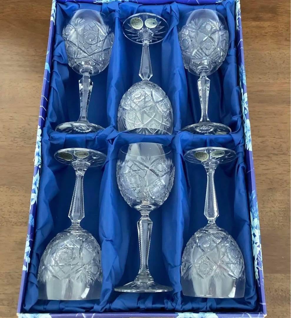 ボヘミアングラス クリスタルプレート 6枚 チェコ ボヘミアガラス チェコ製 ワイングラス ボヘミアクリスタル6客セット ボヘミアグラス6