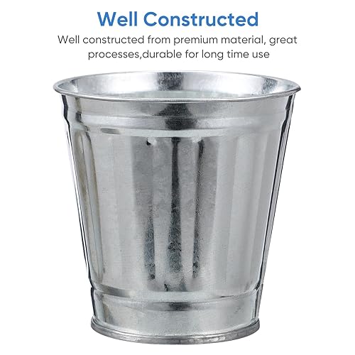 Miniatura 5 de SOLUSTRE Bote de basura de metal, papelera de metal, contenedor de reciclaje, contenedor de basura al aire libre con tapa, cestas de papelera,