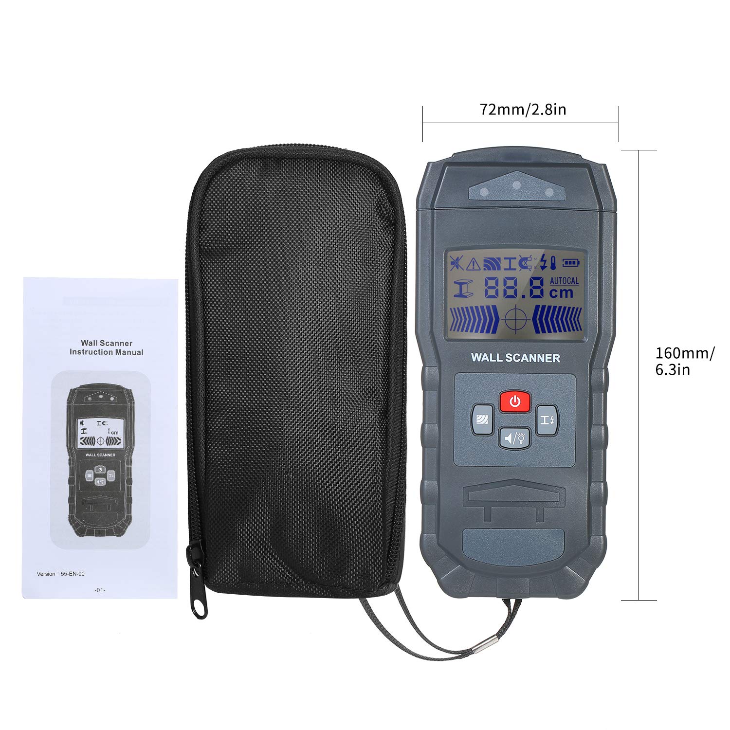 Kavolet Detector de Pared, 4 en 1 Detector de Metal, Madera y AC Cable, Multifuncional Stud Finder, con Pantalla LCD, Calibración Automática, Alarma Función