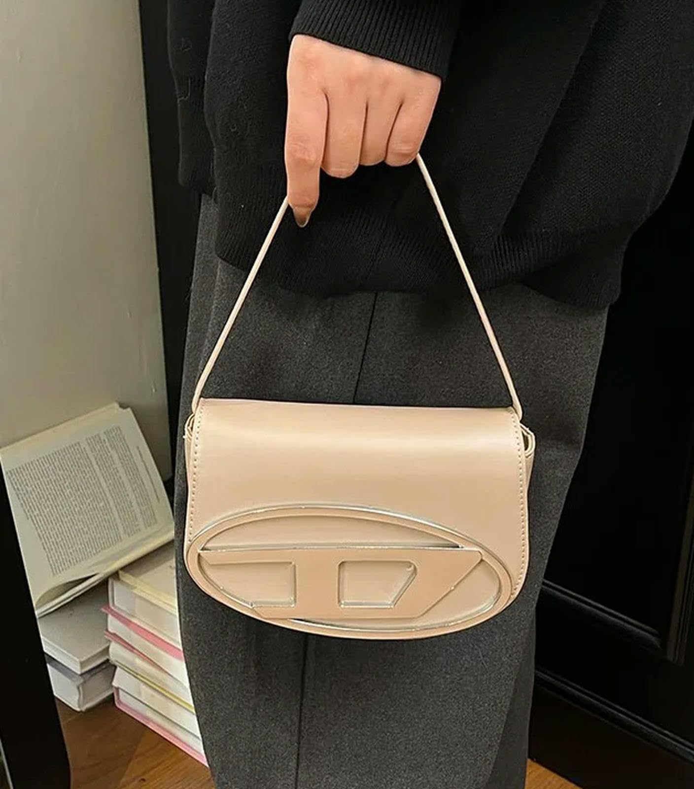 Borse Borsa da Donna di Lusso Leggero alla Moda A Tracolla E Versatile dal Design Nicchia per Gli Spostamenti Quotidiani-Bianco