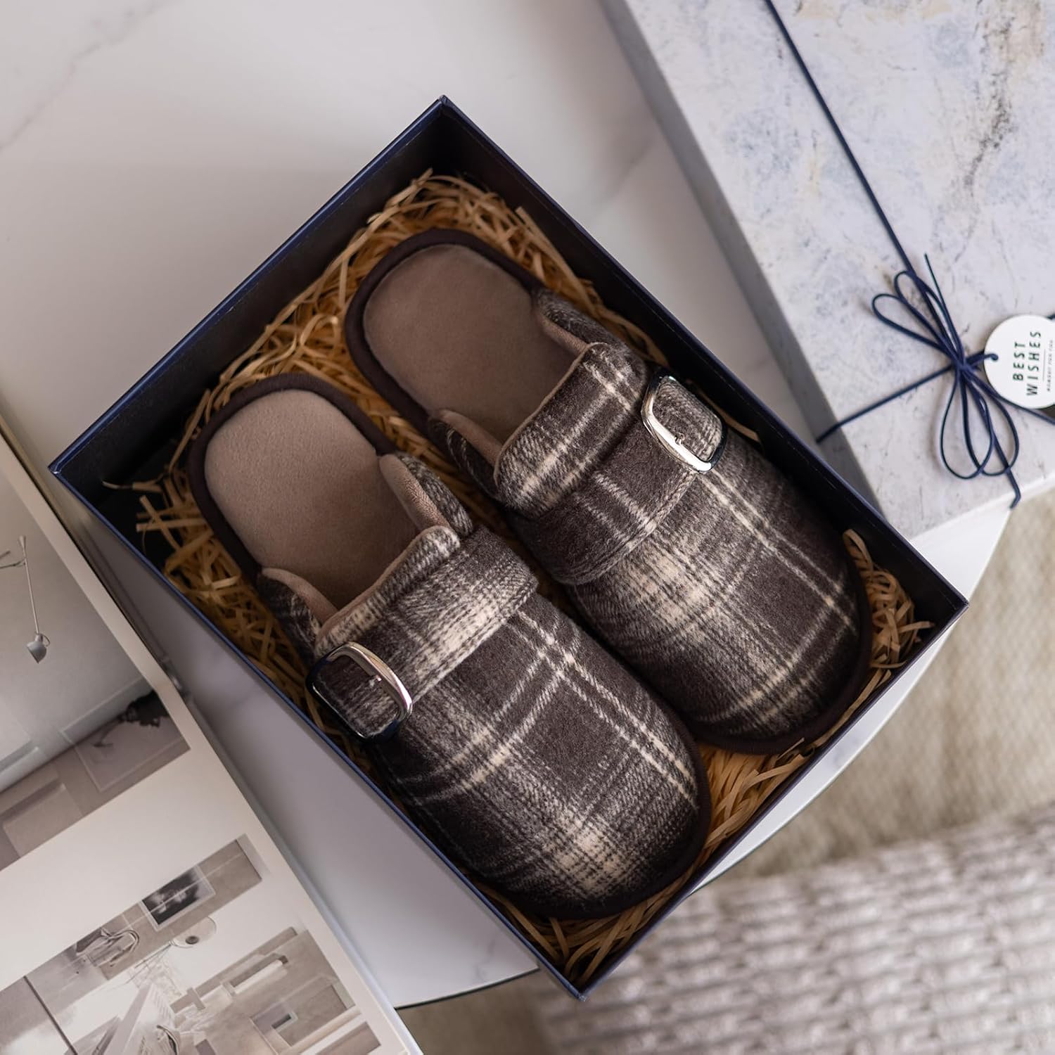 Fuzzy Slippers for Women with Memory Foam Warm Winter Suede House Slippers Shoes Indoor Outdoor Gifts For Women Faux Fur Anti-Skid - Image 7