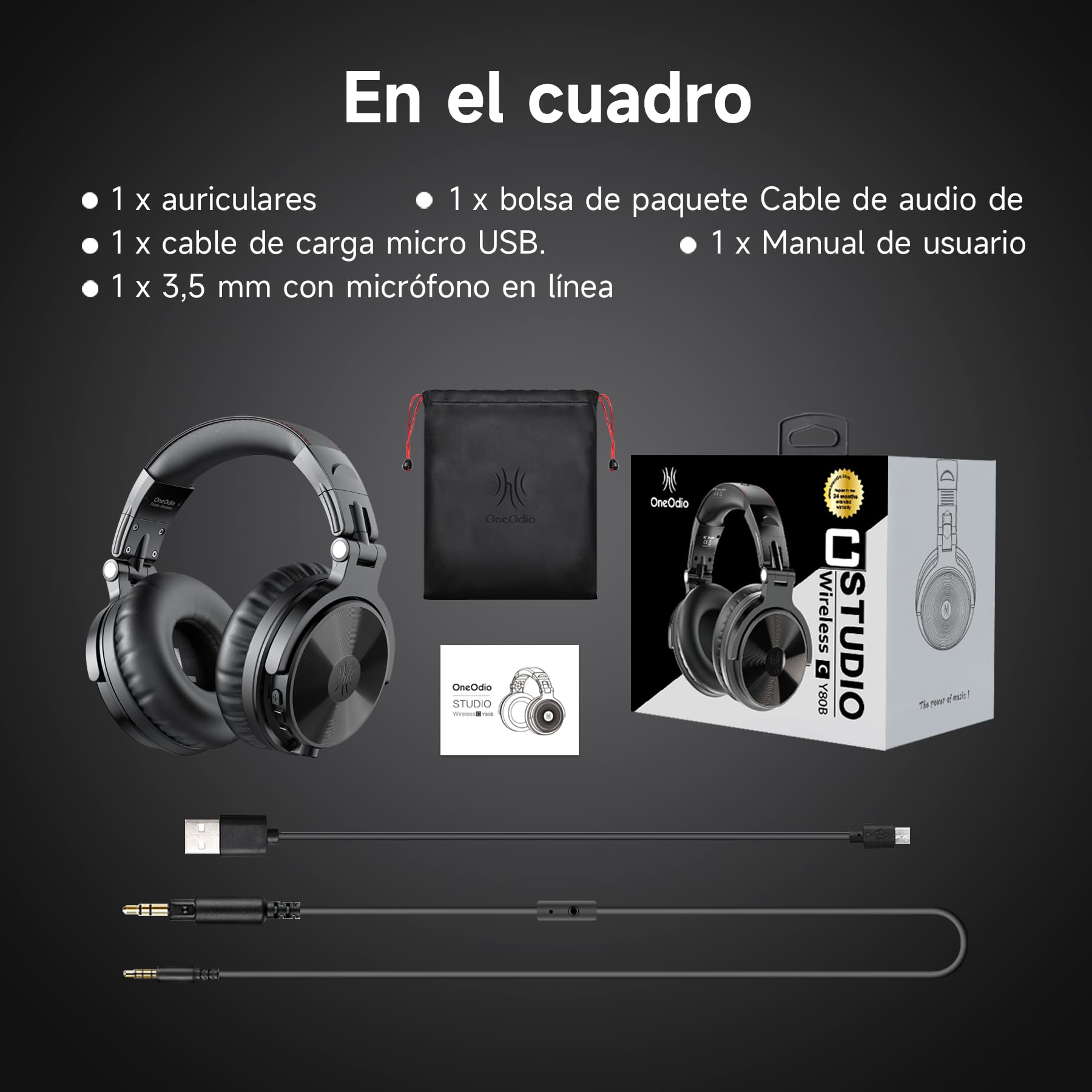 OneOdio ProC Bluetooth Auriculares inalámbricos y modo con cable, 110 horas de uso, auriculares con micrófono, Hi-RES Audio, almohadillas de proteínas suaves, extra bajas, cómodos y ligeros plegables