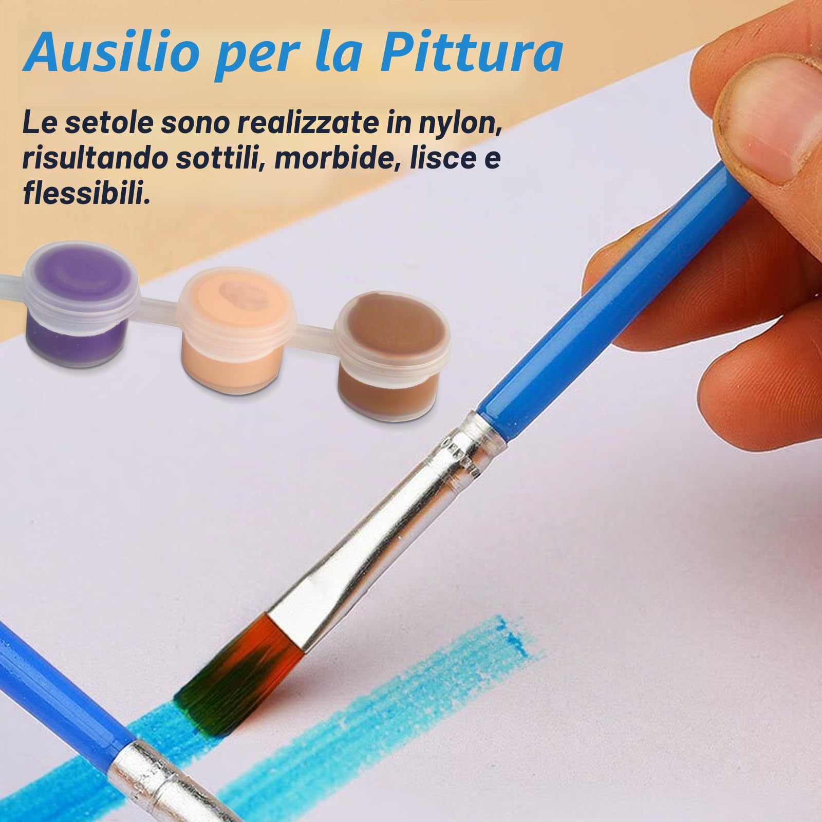 6 PzTela per Dipingeres, Mini Tele per Dipingere Cotone, Arte Tele da Dipingere Tavola Tela Bianca 10 x 10 cm Pittura su Tela per Olio ed Acrilico + 6 Cavalletto in Legno,4 Pennelli,2 Set di Colori