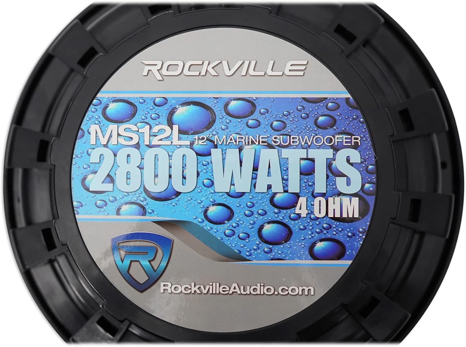 Rockville MS12LB 12" 2800 Watt Black Marine/Boat 12" Free Air Subwoofer w/LED's