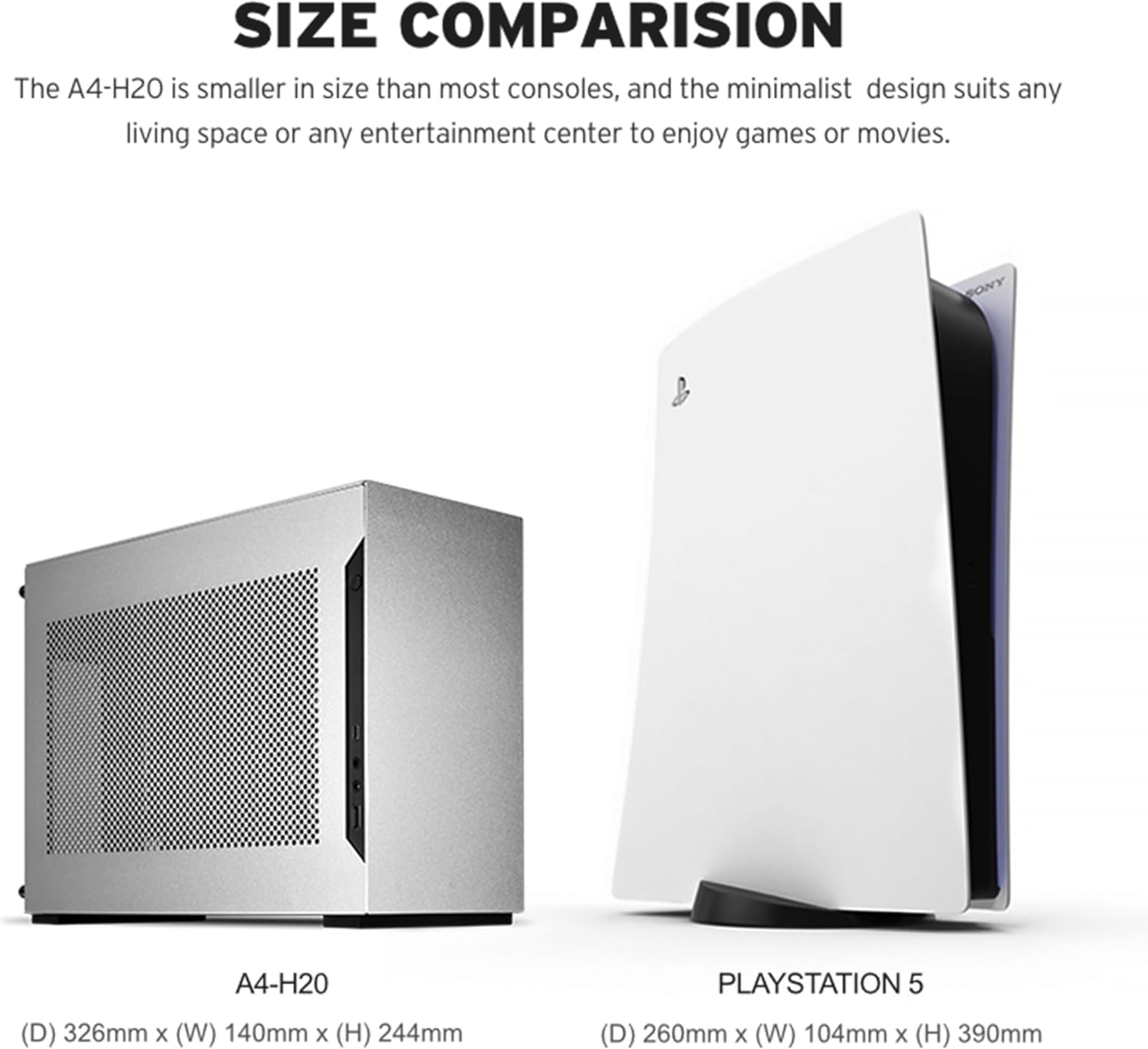 Lian Li A4-H2OA5 Mini-ITX PC Case, Triple-Slot Mount GPU, Aluminum Exterior & SPCC Steel Interior, 240mm AIO, SFX Sandwich Layout, PCIe 5.0, Supports SFX/SFX-L PSU - A4H2OA5 Silver