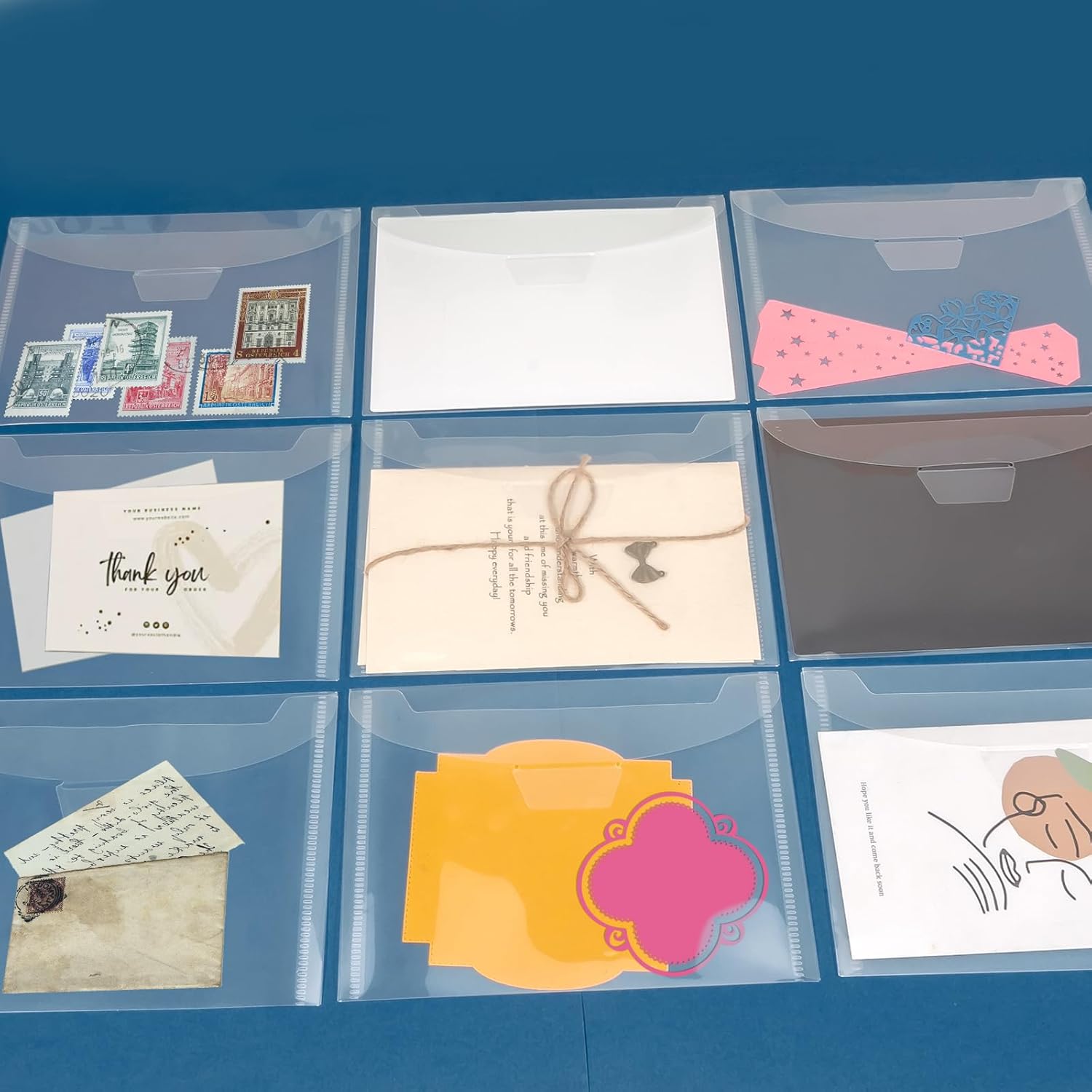 UNIMEIX 36 Pcs Stamp and Die Storage Pockets Reusable Storage Cases Seal Bags Transparent Plastic Folders for Cutting Dies Stencil Embossing Crafts (5.4" x 7.4") - Image 5