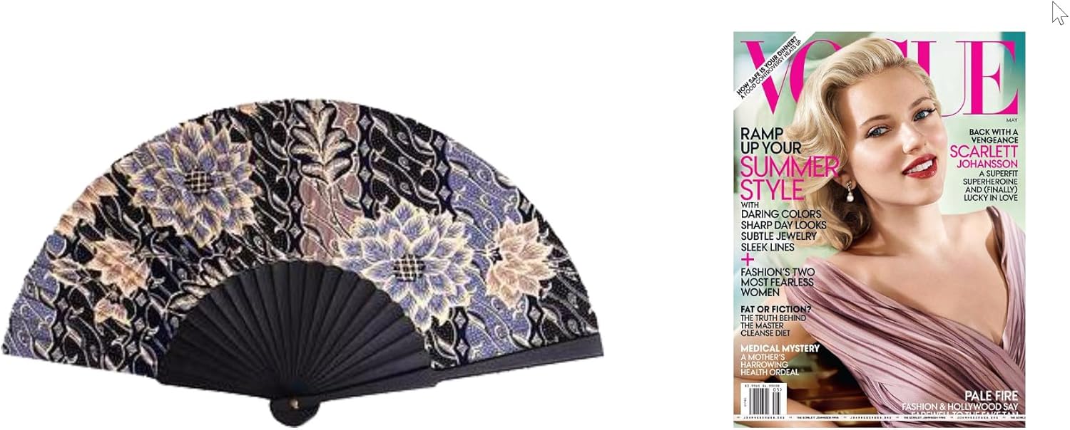 NOVICA Handmade Silk Batik Fan Blue Grey Indonesia Accessories Reflecting Pond Floral Travel Friendly 'Blue Poppies'