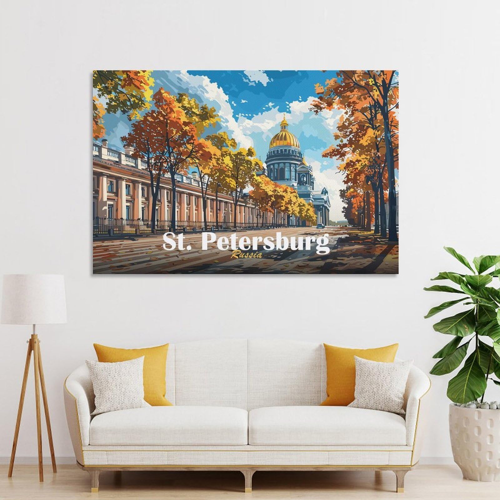 Junmoney Unframe-Style-11 Canvas Wall Decor St. Petersburg Cityscape, 20X30inch(50X75cm), For Home Lounge, Bedroom Or Reading Nook, Eye Catching Artwork For Blank Walls
