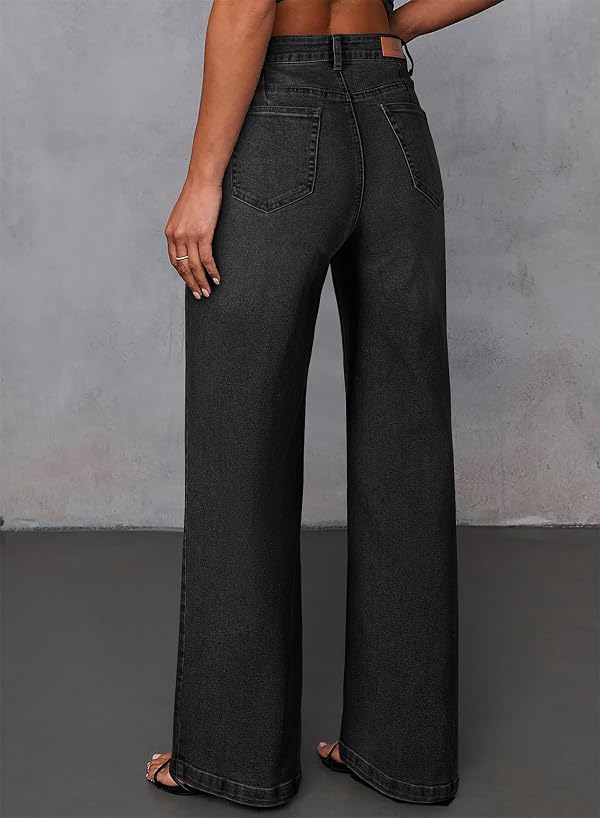 Sidefeel Women's High Waisted Jeans Wide Leg Denim Pants Size 12 Black by Sidefeel - Used condition - Image 2