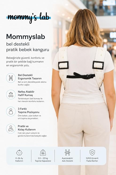 Bebek Ergonomik Pratik Kanguru Taşıyıcı, Ayarlanabilir Sırt Destekli, 0-36 Ay, Pembe Kirpi