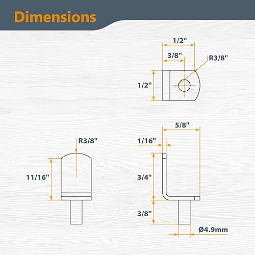 Miniatura 2 de POWERTEC QP1302-P2 - 100 piezas de 0.197 in, 100 unidades, pasadores de soporte en forma de L, gabinete de cocina, estantería, armario y muebles,