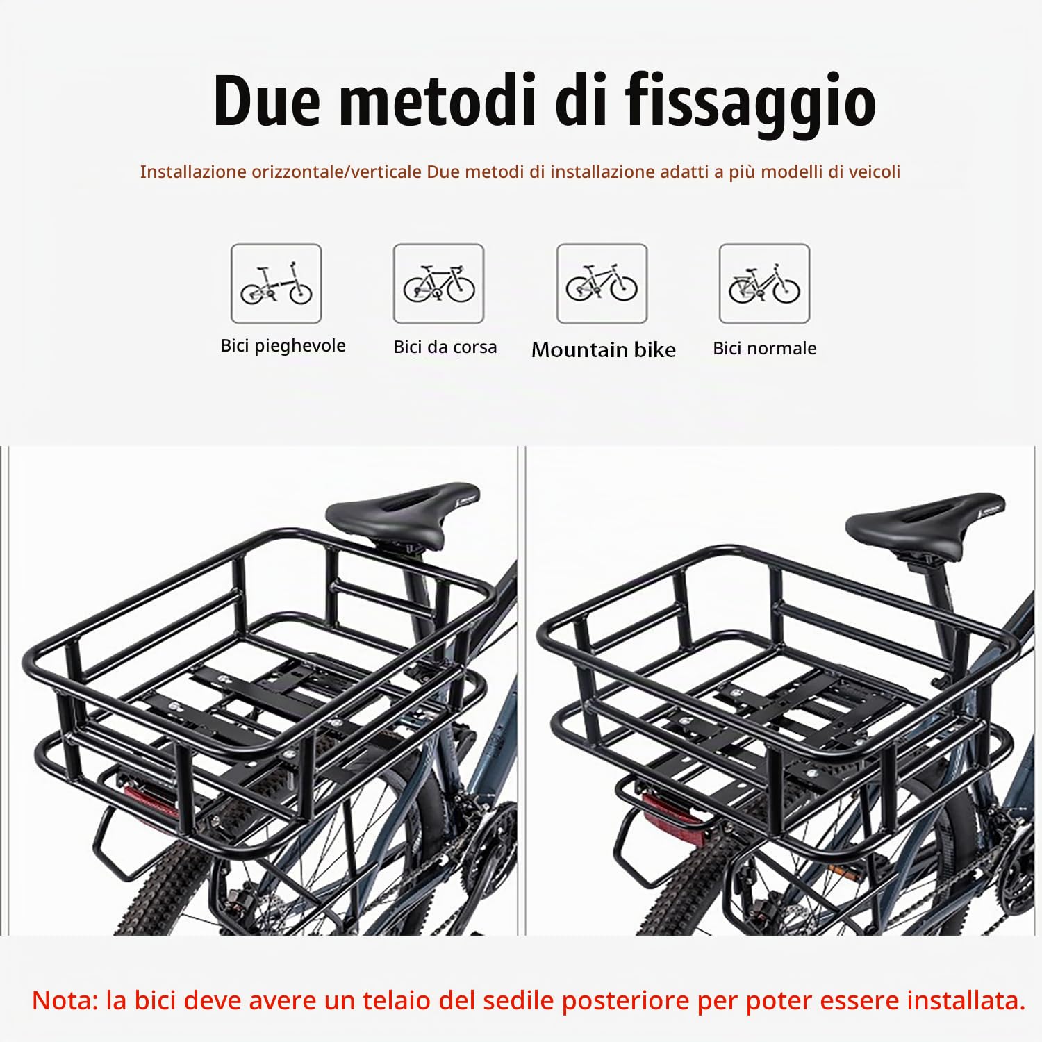 Cestino Bici Posteriore,45x33x15,5cm,Ad Alta Capacità,Compatibile Con La Maggior Parte Delle Biciclette e Delle Biciclette Elettriche.Ideale Per Pendolarismo,Spesa e Trasporto Di Animali Domestici.
