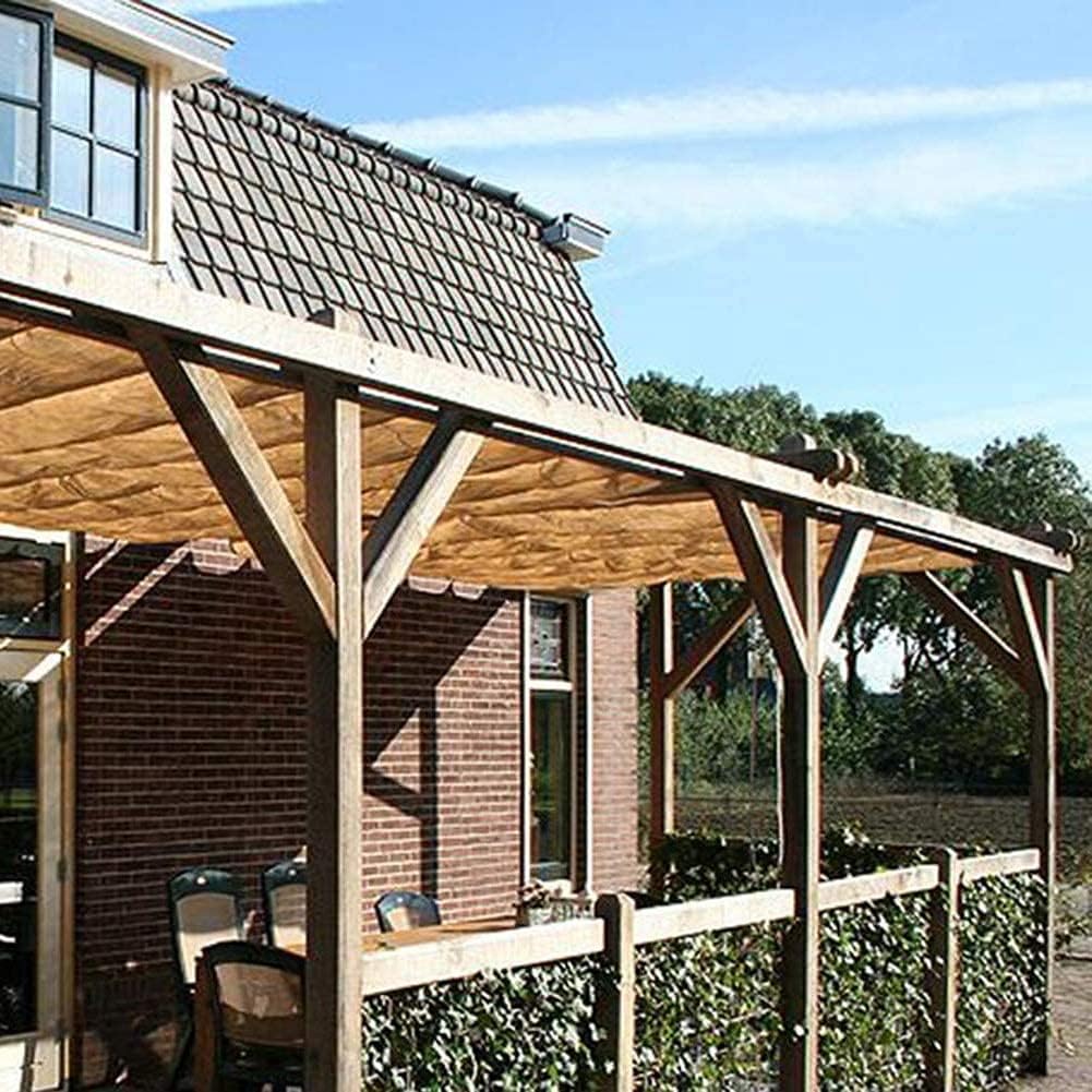 Outdoor Terrace Patio Awning Retractable Wave Shade Canopy 90% UV Protection Ventilation Privacy Screen(Color:Yellow Size:1.2x6m) (Yellow 0.9x5m)