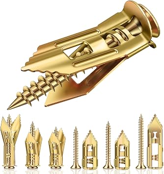 80Pcs Self Drilling Drywall Anchors with Screws Kit, 3 Sizes Sheetrock Anchors & 3 Sizes Expansion Screws, Zinc Plated Steel Drywall Anchors