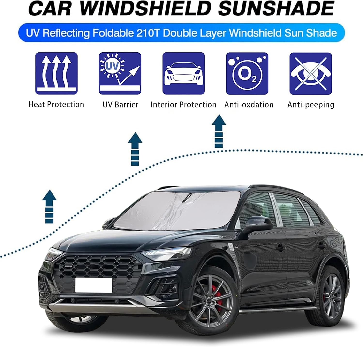 The Original Windshield Sun Shade Compatible with Audi Q5L 2022 2023 Car Windshield Reflective Sunshade Protector Sun Shade Accessories