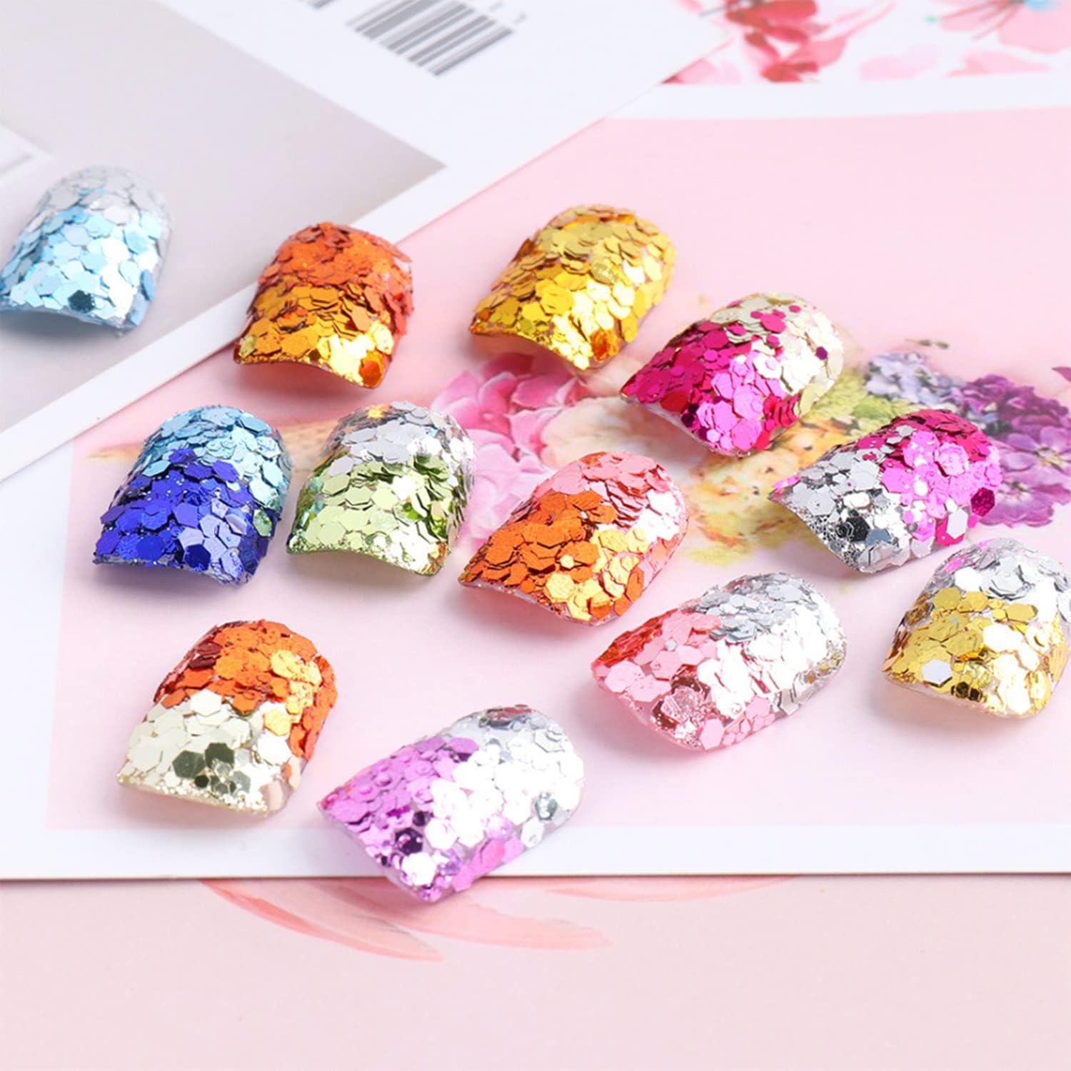 Mermaid Glitter Nail Art Sequins, 12 Colors Hexagon Shape Glitter Flakes Design, Holographic 3D Sparkly Acrylic Nails Supplies for Women Girls Manicure Shiny Decorations, DIY Resin Nail Art Tips - Image 4