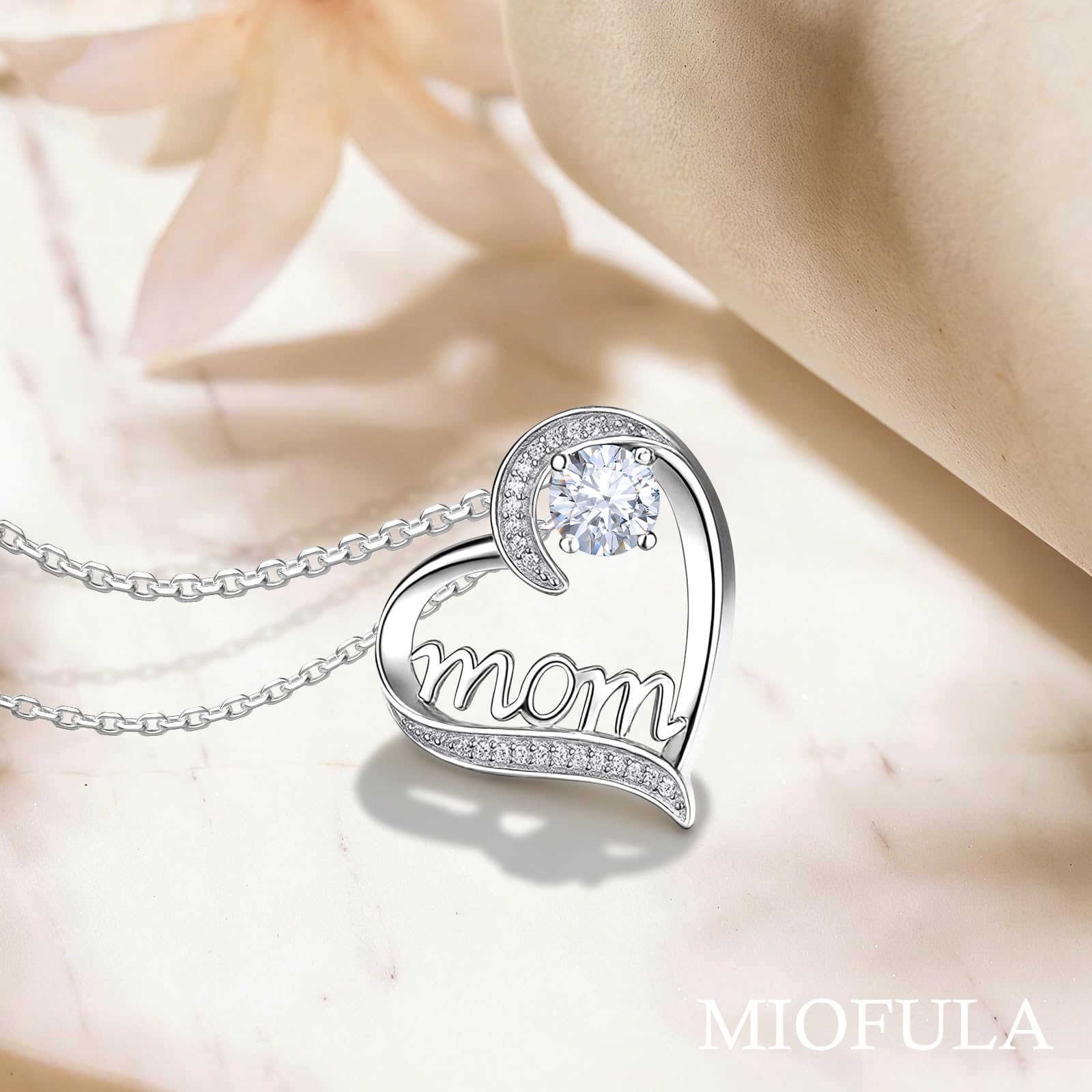 Miofula Regalos Dia de la Madre, Rosa Eterna con Collar Plata de Ley 925,Regalos Originales para Madres, Flores Preservadas Ángel Figura Regalo para Mujer Mama Abuela, Regalo Madre Cumpleaños Navidad