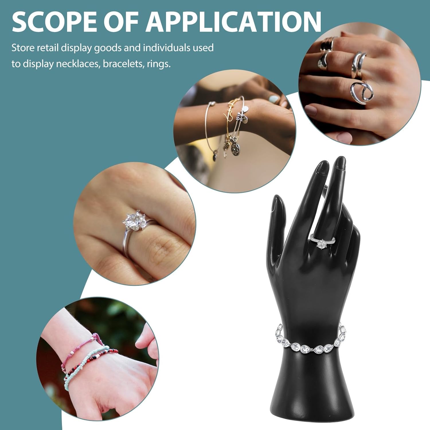 Mobestech 2 Pieces Hand Shape Jewelry Display Rack Bracelet Holder Decorative Storage Stand for Jewelry Making Black and White Arts Craft Supplies