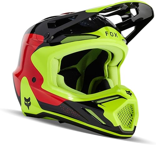 Miniatura 2 de Fox Racing V3 Casco de motocross, rojo revisado/amarillo, XL